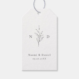 Einfache Eleganz botanische Blätter Monogramm Hoch Geschenkanhänger