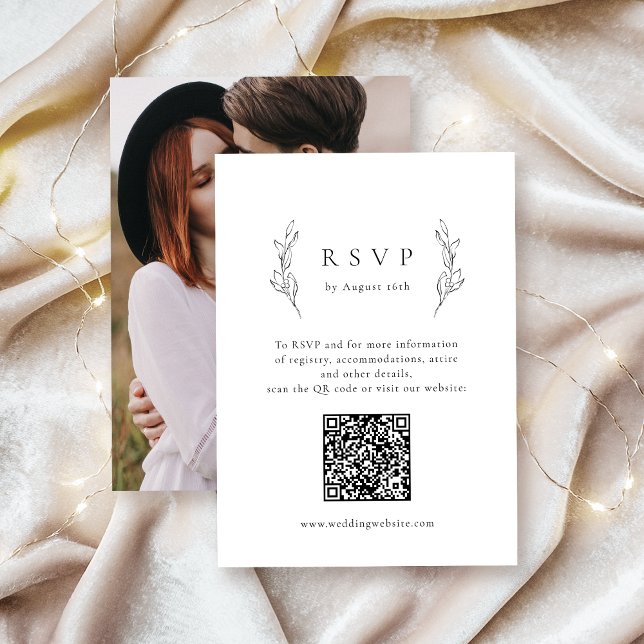 Einfache Eleganz botanische Vegetation QR Code Hoc Einladung (Simple elegance botanical greenery QR code wedding Invitation)