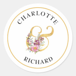 Einfache Eleganz, dekorativer Ampersad mit Namen Runder Aufkleber