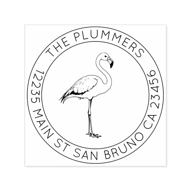 Einfache Eleganz - Flamingo Rücksendeadresse Permastempel (Design)