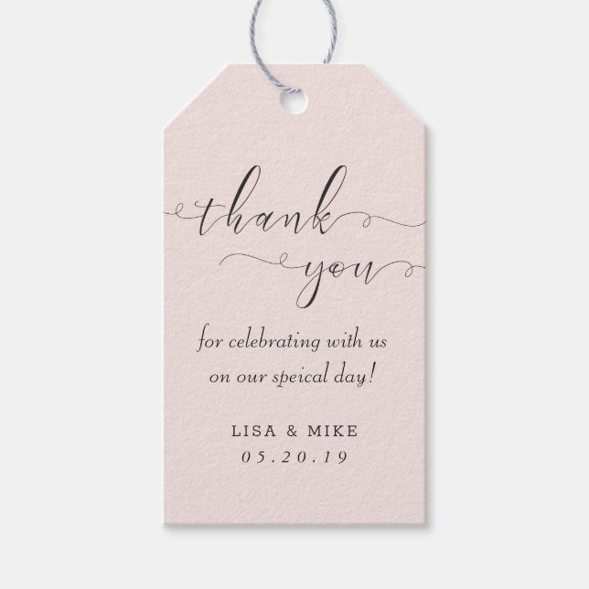 Einfache Eleganz Gastgeschenk Hochzeit Danke Pink Geschenkanhänger (Vorderseite)