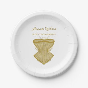 Einfache Eleganz Gold Korsett Wäsche Brautparty Pappteller
