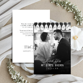 Einfache Eleganz Klassische Schrift Foto-Hochzeit Dankeskarte