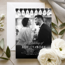 Einfache Eleganz Klassische Schrift Foto-Hochzeit Einladung