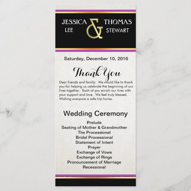 Einfache Eleganz lila, Schwarz und Gold Programm (Vorderseite)