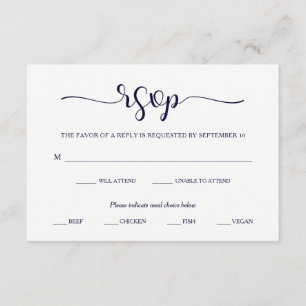 Einfache Eleganz   Minimal Navy Blau und Weiß UAWG RSVP Karte