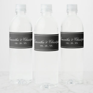Einfache Eleganz Minimalistische Hochzeit Weiß auf Wasserflaschenetikett
