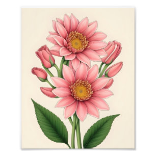 Einfache Eleganz: Rosa Blume mit gelbem Zentrum Fotodruck