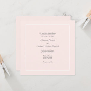 Einfache Eleganz Rosa Formale Hochzeit Quadratisch Einladung
