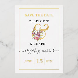 Einfache Eleganz, Save the Date, dekorativ "&" Folieneinladung