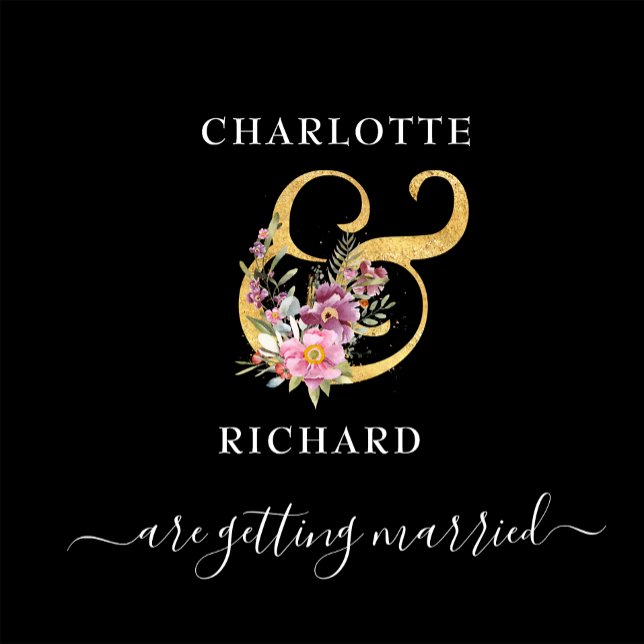 Einfache Eleganz, Save the Date, Schwarz & Gold Folieneinladung (Von Creator hochgeladen)