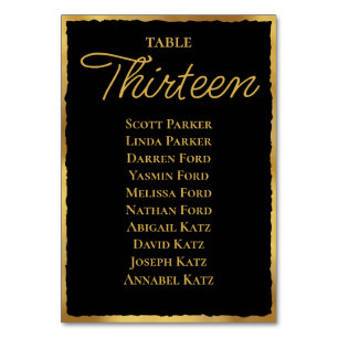 Einfache Eleganz, schmale schwarze Gold Edge Seati Tischnummer