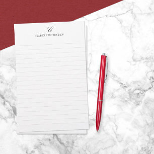 Einfache Eleganz Schwarz Weiß Monogramm Liniengest Briefpapier