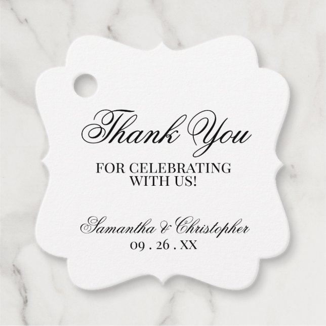 Einfache Eleganz Vielen Dank für Ihre Hochzeit Geschenkanhänger (Vorderseite)