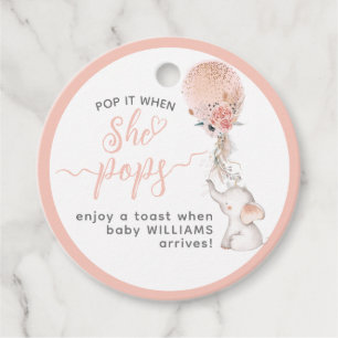 Einfache Elephant & Balloon Baby Dusche Sie Pop Geschenkanhänger