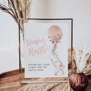 Einfache Elephant & Balloon Baby Showcard Geschenk Poster
