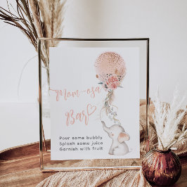 Einfache Elephant & Balloon Baby Shower Bar Poster