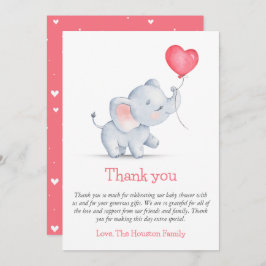 Einfache Elephant & Heart Balloon Babydusche Dankeskarte