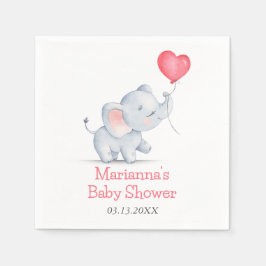 Einfache Elephant & Heart Balloon Babydusche Serviette