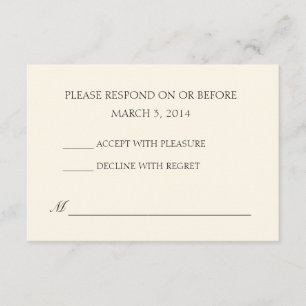 Einfache Elfenbein-Hochzeit-RSVP RSVP Karte