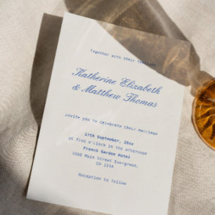 Einfache Elfenbein- und Marineblaue Hochzeit Einladung