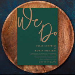 Einfache Emerald & Gold-Kalligrafie-Hochzeit Einladung