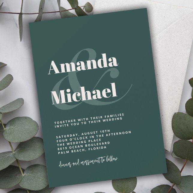 Einfache Emerald Green Moderne Minimalistische Hoc Einladung (Von Creator hochgeladen)