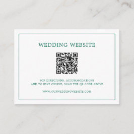Einfache Emerald Green Monogram QR Hochzeit Begleitkarte