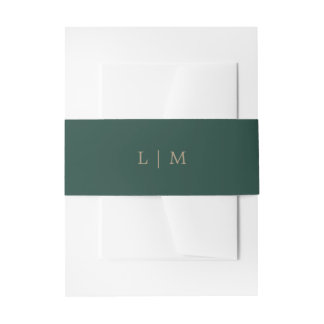 Einfache Emerald Monogram Minimal Elegante Hochzei Einladungsbanderole