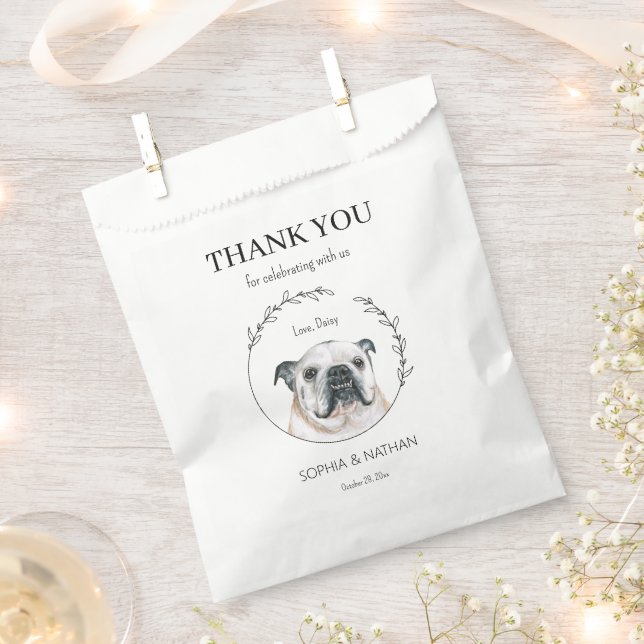 Einfache englische Bulldog Wedding Vielen Dank für Geschenktütchen (Ausgeschnitten)