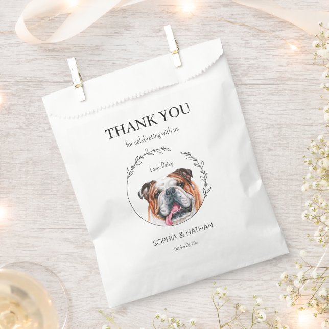 Einfache englische Bulldog Wedding Vielen Dank für Geschenktütchen (Ausgeschnitten)