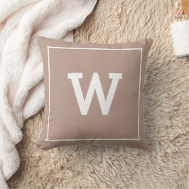 Einfache erdige Beige Toned Initial Monogram Kissen