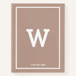 Einfache erdige Beige Toned Initial Monogram Notizbuch