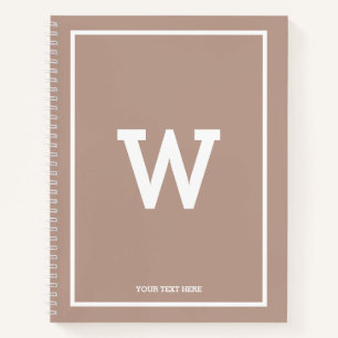 Einfache erdige Beige Toned Initial Monogram Notizbuch