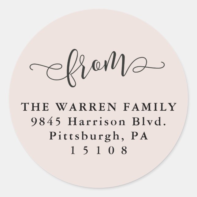 Einfache Errötung Save the Date Rücksendeadresse Runder Aufkleber (Vorderseite)