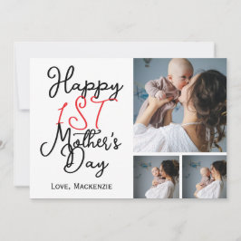 Einfache erste Muttertag Drei FotoCollage Feiertagskarte