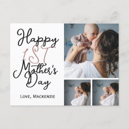 Einfache erste Muttertage Geschenk Drei Fotosammlu Feiertagspostkarte