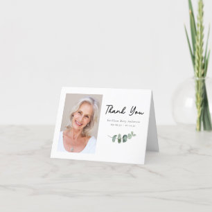 Einfache Eukalyptus-Foto-Beileids-Karten Danke