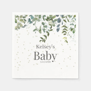 Einfache Eukalyptus Greenery Baby Dusche Napkins Serviette