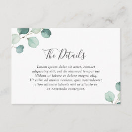 Einfache Eukalyptus Greenery Elegante Hochzeit Begleitkarte
