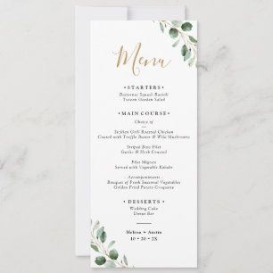 Einfache Eukalyptus Greenery Wedding Long Menu Car Einladung