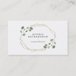 Einfache Eukalyptus-Grüne | Geometrisch Gold Visitenkarte
