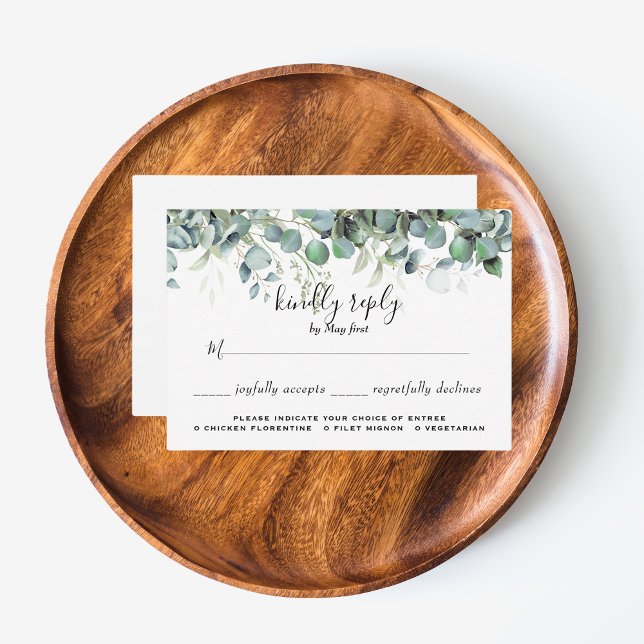 Einfache Eukalyptus-Grüne Hochzeitsmahlzeit RSVP Karte (Simple Eucalyptus Greenery Wedding Party Supplies)