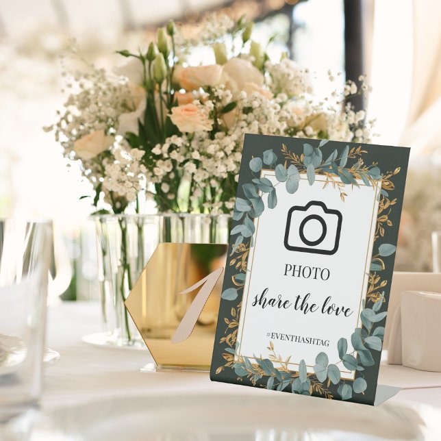 Einfache Eukalyptus-Hochzeit Sockelschild (Simple Eucalyptus Greenery Wedding Party Supplies)