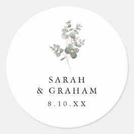 Einfache Eukalyptus-Hochzeitsticker Runder Aufkleber