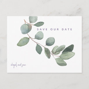 Einfache Eukalyptus-Lavendel-Hochzeit - Termin vor Postkarte