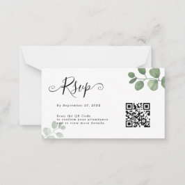 Einfache Eukalyptus QR Code UAWG Wedding Mitteilungskarte