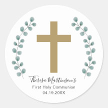Einfache Eukalyptus- und Kreuz-Erstkommunion