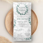 Einfache Eukalyptus-Wreath in einer Marmorhochzeit Dreifach Gefaltete Einladung<br><div class="desc">Erleben Sie Ihren Gast mit diesem eleganten und einladenden Ambiente in einer Hochzeitsnacht mit schönen Blätter und moderner Typografie mit abnehmbarer UAWG-Postkarte. Fügen Sie einfach Ihre Veranstaltungsdetails zu dieser benutzerfreundlichen Vorlage hinzu und schmücken Sie diese Karte mit Ihren bevorzugten Fotos,  um sie zu einer einmaligen Einladung zu machen.</div>