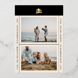 Einfache Evergreen Gold Foil Foto Folien Feiertagskarte